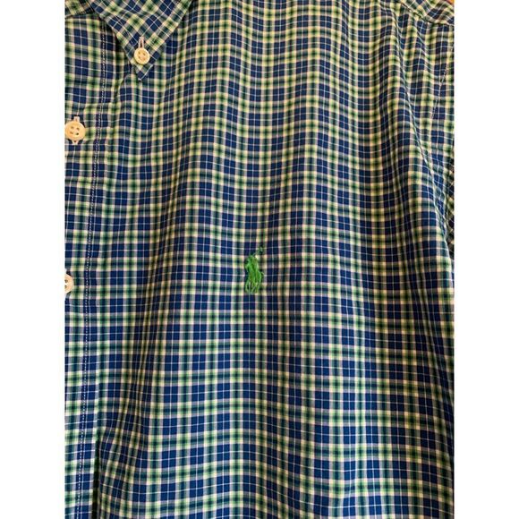 Ralph Lauren Mens Classic Fit Blue & Green Plaid Button-Down Shirt XXL - Picture 7 of 10